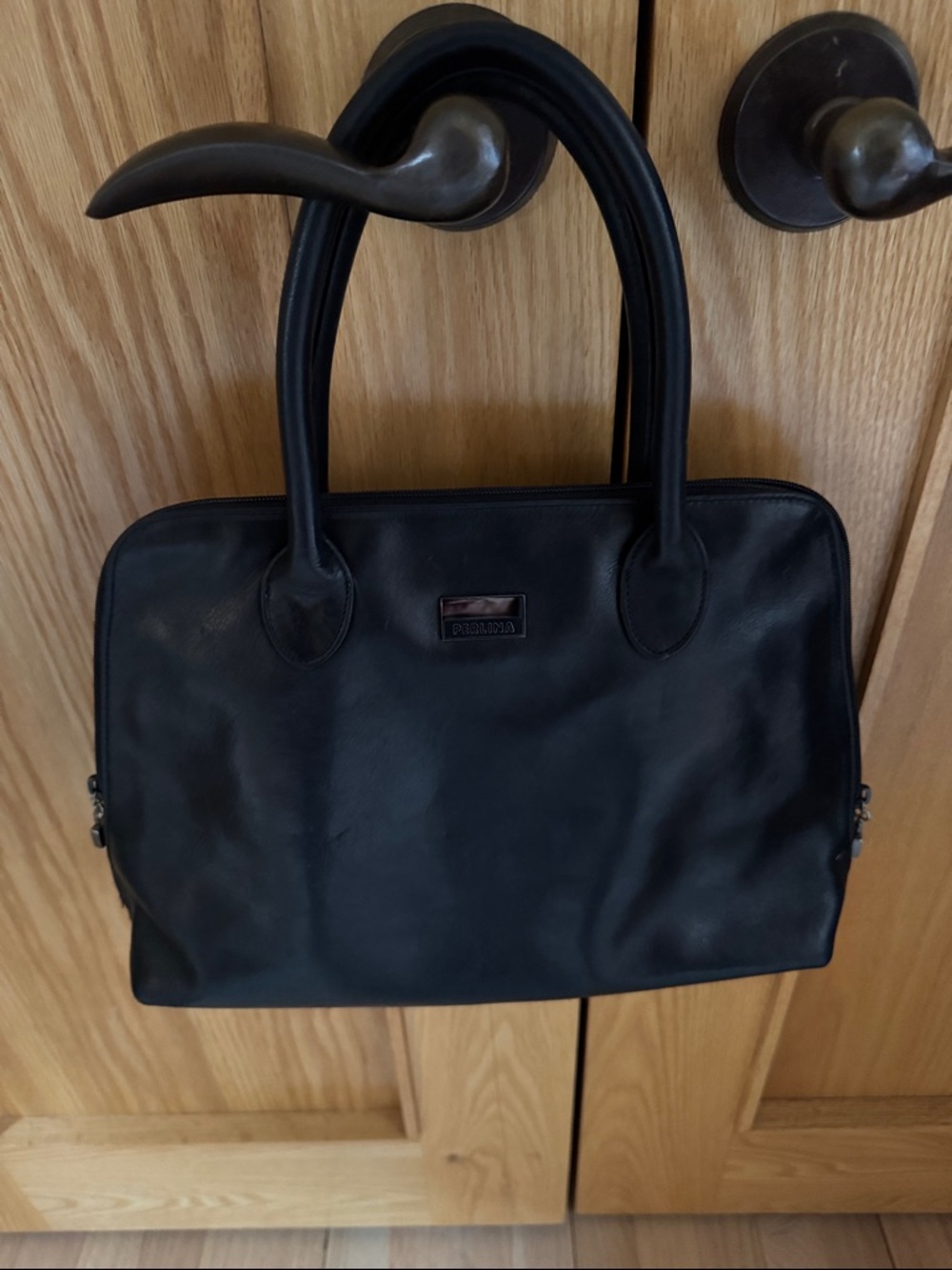 Perlina supple black leather handbags. Such high quality leather!!! EUC